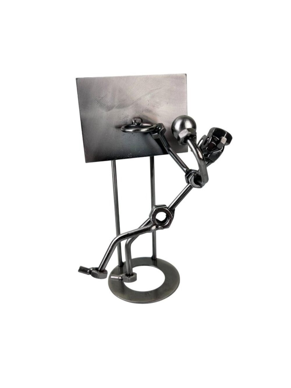 Metal Nuts & Bolts Figure Playing Basketball Sculpture Art Welded Unique Gift